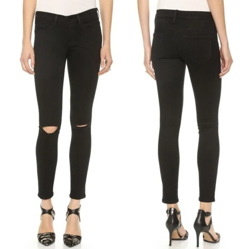 Frame Le Skinny De Jeanne Ribbed Jeans In Dark Wash